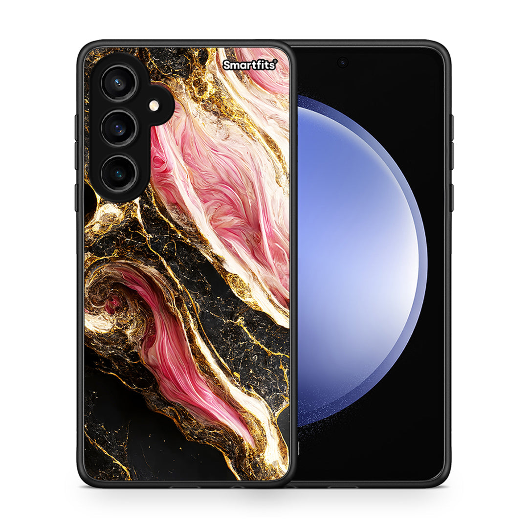 Θήκη Samsung Galaxy S23 FE Glamorous Pink Marble από τη Smartfits με σχέδιο στο πίσω μέρος και μαύρο περίβλημα | Samsung Galaxy S23 FE Glamorous Pink Marble case with colorful back and black bezels