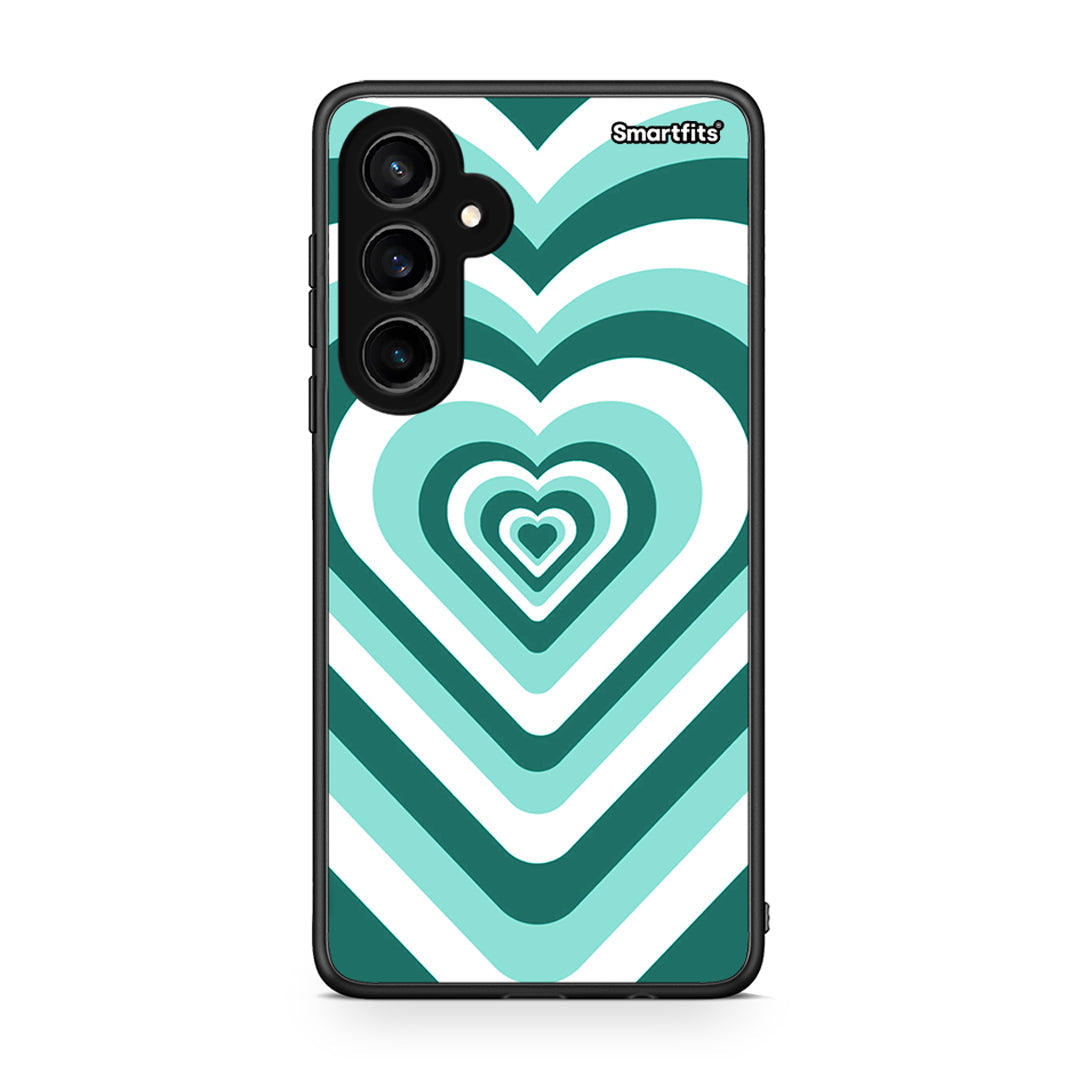 Samsung Galaxy S23 FE Green Hearts θήκη από τη Smartfits με σχέδιο στο πίσω μέρος και μαύρο περίβλημα | Smartphone case with colorful back and black bezels by Smartfits