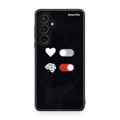 Samsung Galaxy S23 FE Heart Vs Brain Θήκη Αγίου Βαλεντίνου από τη Smartfits με σχέδιο στο πίσω μέρος και μαύρο περίβλημα | Smartphone case with colorful back and black bezels by Smartfits
