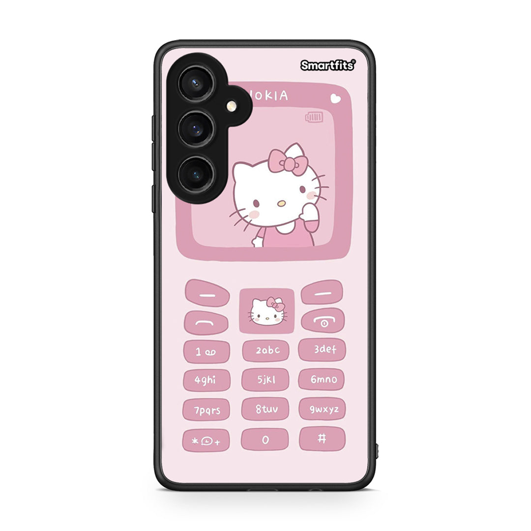 Samsung Galaxy S23 FE Hello Kitten Θήκη Αγίου Βαλεντίνου από τη Smartfits με σχέδιο στο πίσω μέρος και μαύρο περίβλημα | Smartphone case with colorful back and black bezels by Smartfits