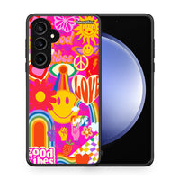 Thumbnail for Θήκη Samsung Galaxy S23 FE Hippie Love από τη Smartfits με σχέδιο στο πίσω μέρος και μαύρο περίβλημα | Samsung Galaxy S23 FE Hippie Love case with colorful back and black bezels