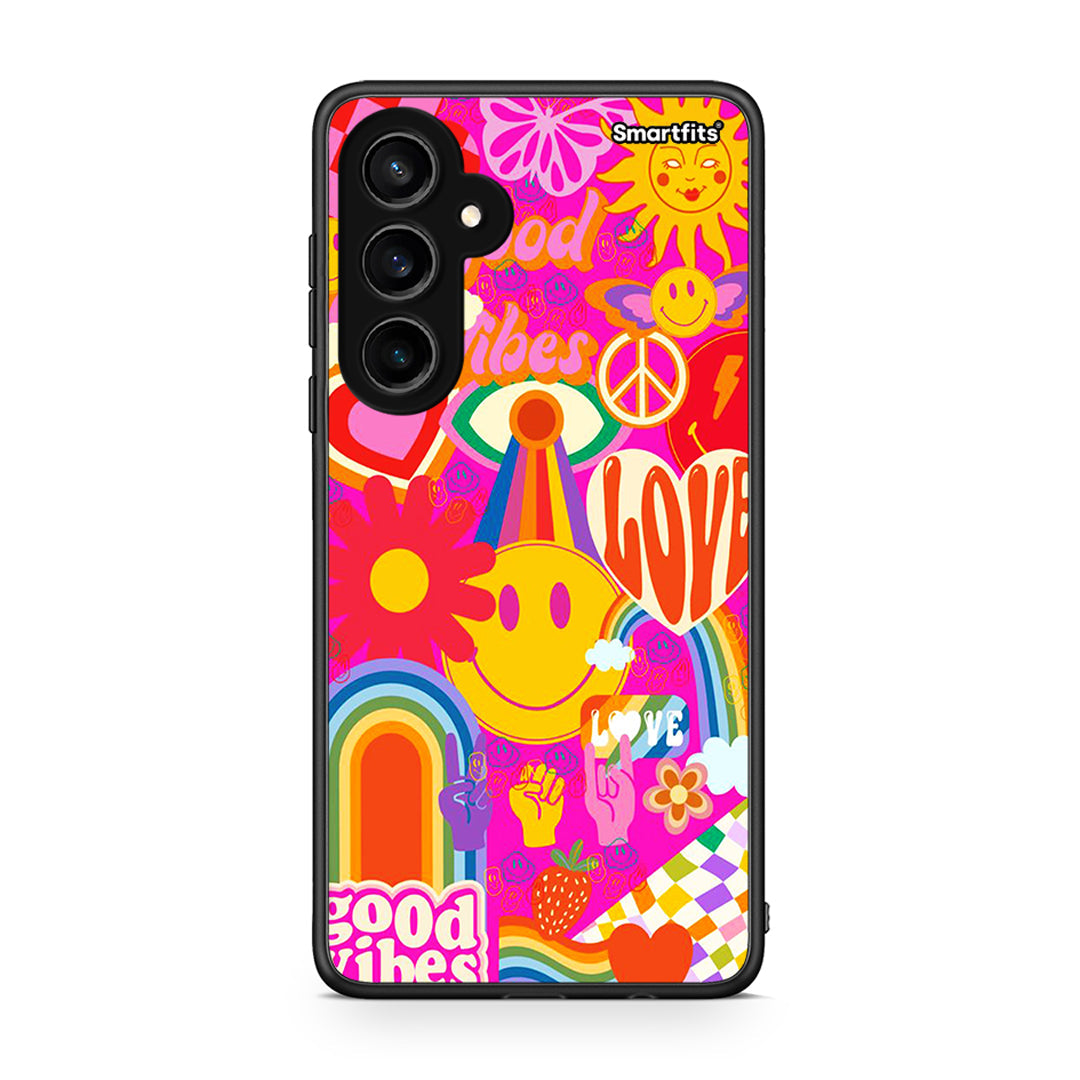 Samsung Galaxy S23 FE Hippie Love θήκη από τη Smartfits με σχέδιο στο πίσω μέρος και μαύρο περίβλημα | Smartphone case with colorful back and black bezels by Smartfits