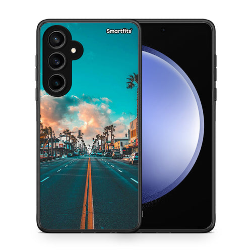 Θήκη Samsung Galaxy S23 FE City Landscape από τη Smartfits με σχέδιο στο πίσω μέρος και μαύρο περίβλημα | Samsung Galaxy S23 FE City Landscape case with colorful back and black bezels