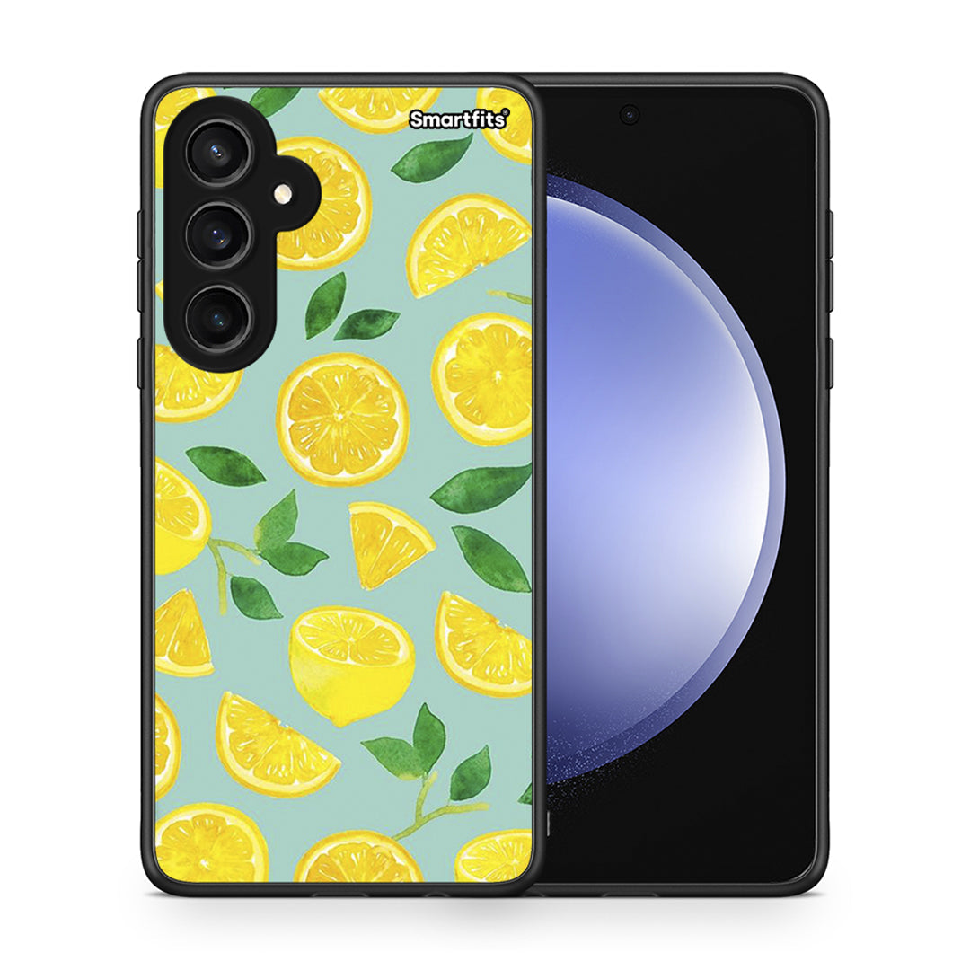Θήκη Samsung Galaxy S23 FE Lemons από τη Smartfits με σχέδιο στο πίσω μέρος και μαύρο περίβλημα | Samsung Galaxy S23 FE Lemons case with colorful back and black bezels