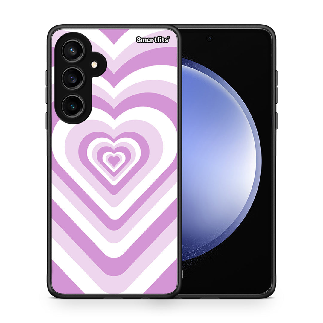 Θήκη Samsung Galaxy S23 FE Lilac Hearts από τη Smartfits με σχέδιο στο πίσω μέρος και μαύρο περίβλημα | Samsung Galaxy S23 FE Lilac Hearts case with colorful back and black bezels
