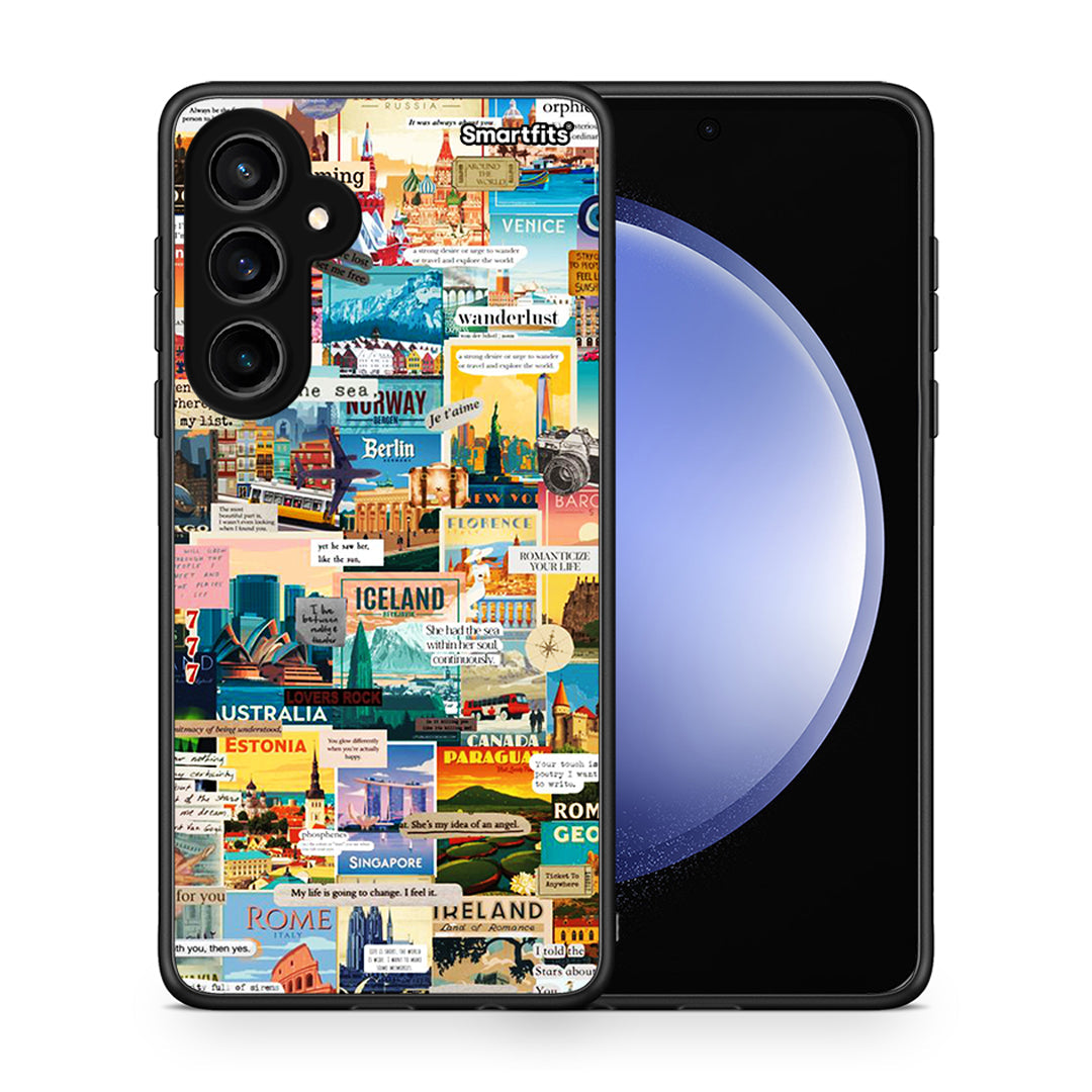Θήκη Samsung Galaxy S23 FE Live To Travel από τη Smartfits με σχέδιο στο πίσω μέρος και μαύρο περίβλημα | Samsung Galaxy S23 FE Live To Travel case with colorful back and black bezels