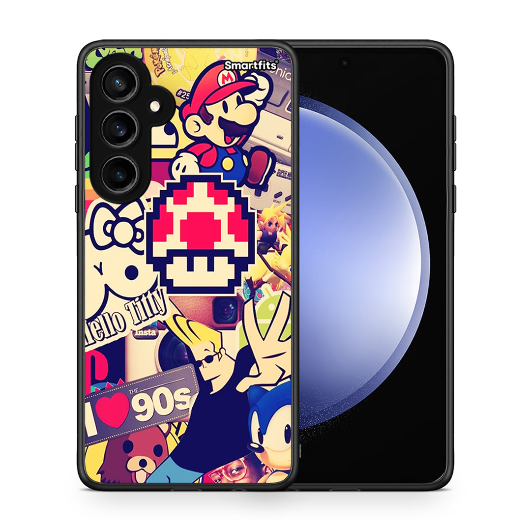 Θήκη Samsung Galaxy S23 FE Love The 90s από τη Smartfits με σχέδιο στο πίσω μέρος και μαύρο περίβλημα | Samsung Galaxy S23 FE Love The 90s case with colorful back and black bezels