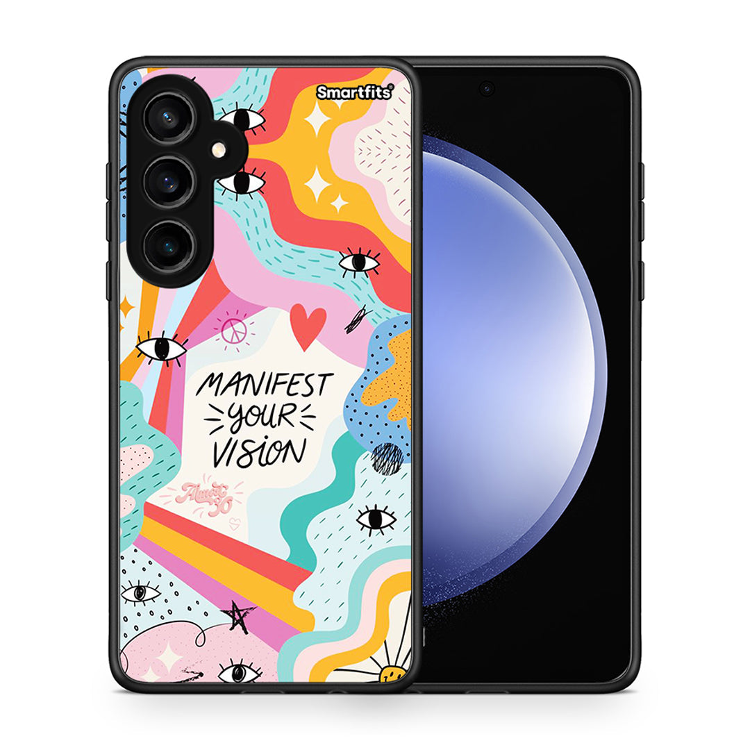 Θήκη Samsung Galaxy S23 FE Manifest Your Vision από τη Smartfits με σχέδιο στο πίσω μέρος και μαύρο περίβλημα | Samsung Galaxy S23 FE Manifest Your Vision case with colorful back and black bezels