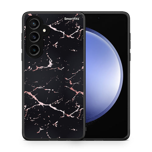 Θήκη Samsung Galaxy S23 FE Black Rosegold Marble από τη Smartfits με σχέδιο στο πίσω μέρος και μαύρο περίβλημα | Samsung Galaxy S23 FE Black Rosegold Marble case with colorful back and black bezels