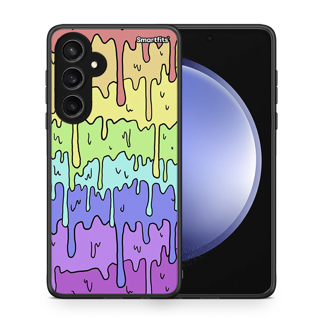 Θήκη Samsung Galaxy S23 FE Melting Rainbow από τη Smartfits με σχέδιο στο πίσω μέρος και μαύρο περίβλημα | Samsung Galaxy S23 FE Melting Rainbow case with colorful back and black bezels