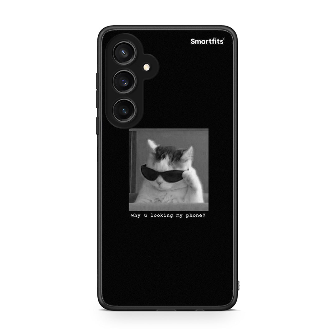 Samsung Galaxy S23 FE Meme Cat θήκη από τη Smartfits με σχέδιο στο πίσω μέρος και μαύρο περίβλημα | Smartphone case with colorful back and black bezels by Smartfits