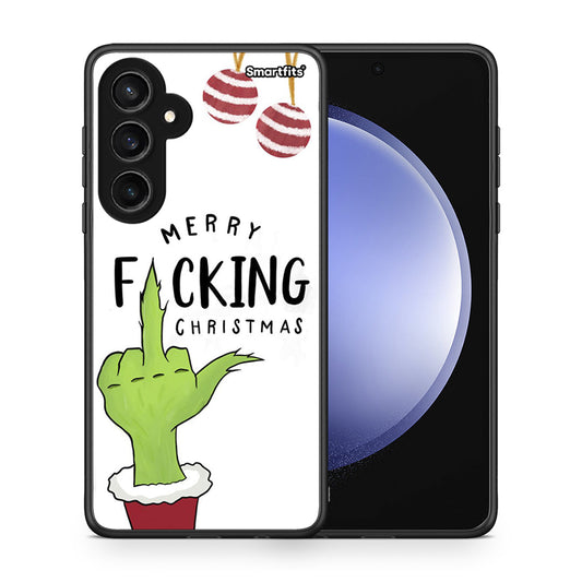 Θήκη Samsung Galaxy S23 FE Merry F Xmas από τη Smartfits με σχέδιο στο πίσω μέρος και μαύρο περίβλημα | Samsung Galaxy S23 FE Merry F Xmas case with colorful back and black bezels