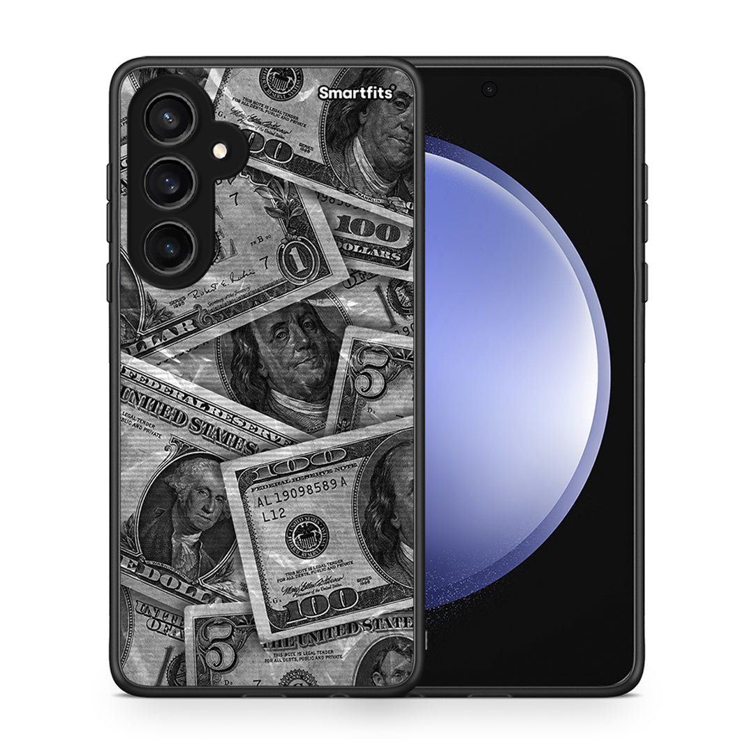 Θήκη Samsung Galaxy S23 FE Money Dollars από τη Smartfits με σχέδιο στο πίσω μέρος και μαύρο περίβλημα | Samsung Galaxy S23 FE Money Dollars case with colorful back and black bezels