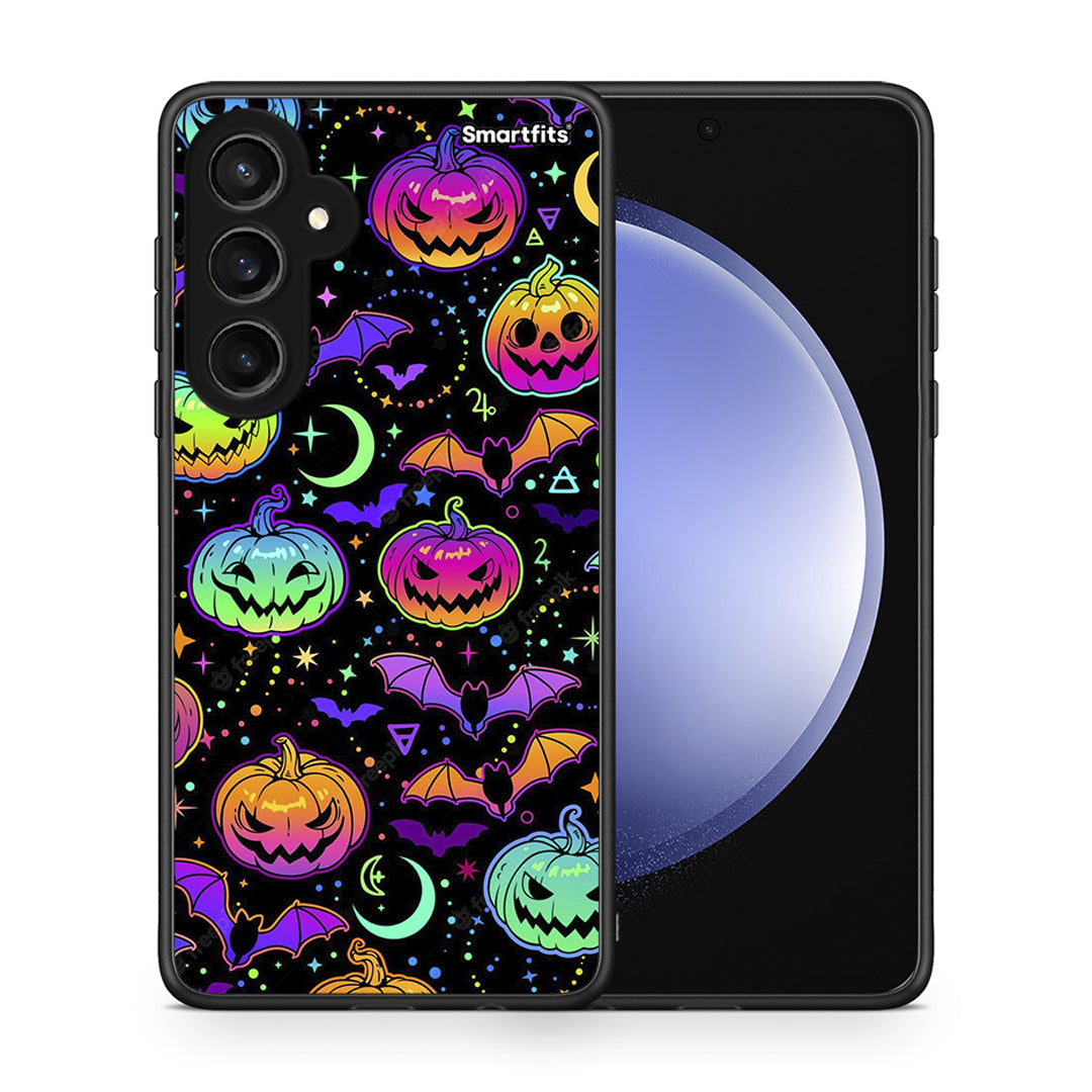 Θήκη Samsung Galaxy S23 FE Neon Halloween από τη Smartfits με σχέδιο στο πίσω μέρος και μαύρο περίβλημα | Samsung Galaxy S23 FE Neon Halloween case with colorful back and black bezels