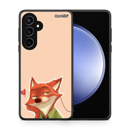 Θήκη Samsung Galaxy S23 FE Nick Wilde And Judy Hopps Love 1 από τη Smartfits με σχέδιο στο πίσω μέρος και μαύρο περίβλημα | Samsung Galaxy S23 FE Nick Wilde And Judy Hopps Love 1 case with colorful back and black bezels