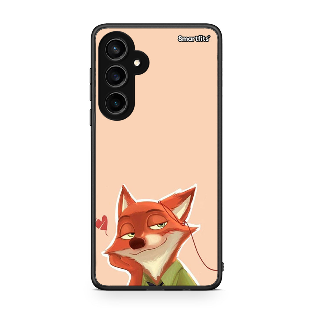 Samsung Galaxy S23 FE Nick Wilde And Judy Hopps Love 1 θήκη από τη Smartfits με σχέδιο στο πίσω μέρος και μαύρο περίβλημα | Smartphone case with colorful back and black bezels by Smartfits