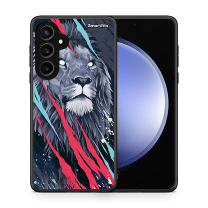 Θήκη Samsung Galaxy S23 FE Lion Designer PopArt από τη Smartfits με σχέδιο στο πίσω μέρος και μαύρο περίβλημα | Samsung Galaxy S23 FE Lion Designer PopArt case with colorful back and black bezels