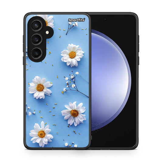 Θήκη Samsung Galaxy S23 FE Real Daisies από τη Smartfits με σχέδιο στο πίσω μέρος και μαύρο περίβλημα | Samsung Galaxy S23 FE Real Daisies case with colorful back and black bezels