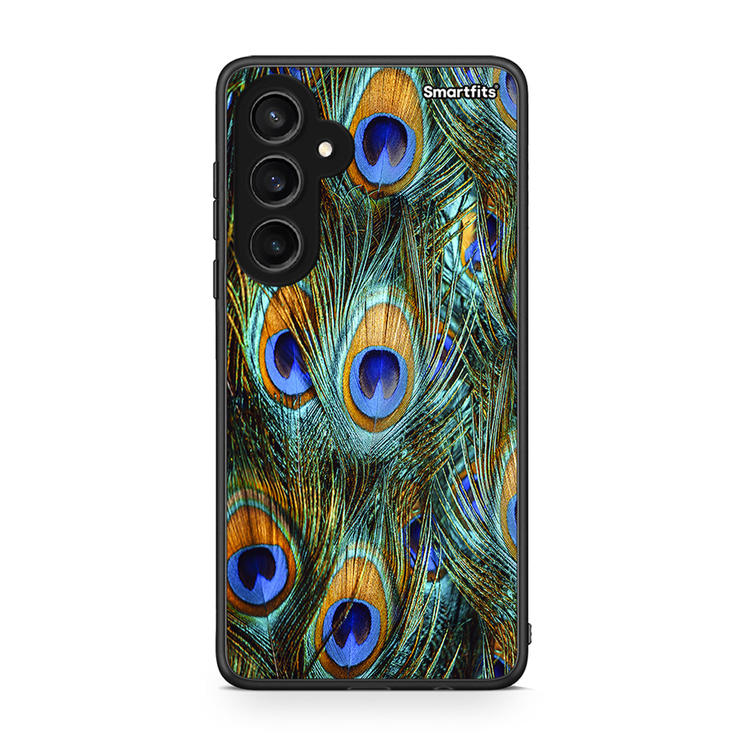 Samsung Galaxy S23 FE Real Peacock Feathers θήκη από τη Smartfits με σχέδιο στο πίσω μέρος και μαύρο περίβλημα | Smartphone case with colorful back and black bezels by Smartfits