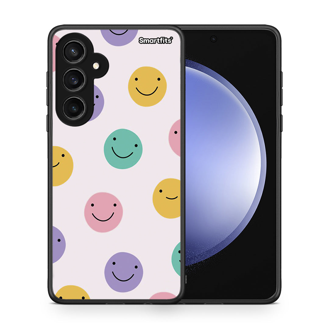 Θήκη Samsung Galaxy S23 FE Smiley Faces από τη Smartfits με σχέδιο στο πίσω μέρος και μαύρο περίβλημα | Samsung Galaxy S23 FE Smiley Faces case with colorful back and black bezels