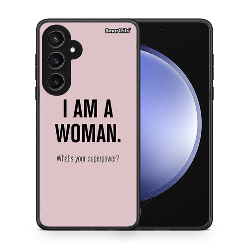 Θήκη Samsung Galaxy S23 FE Superpower Woman από τη Smartfits με σχέδιο στο πίσω μέρος και μαύρο περίβλημα | Samsung Galaxy S23 FE Superpower Woman case with colorful back and black bezels