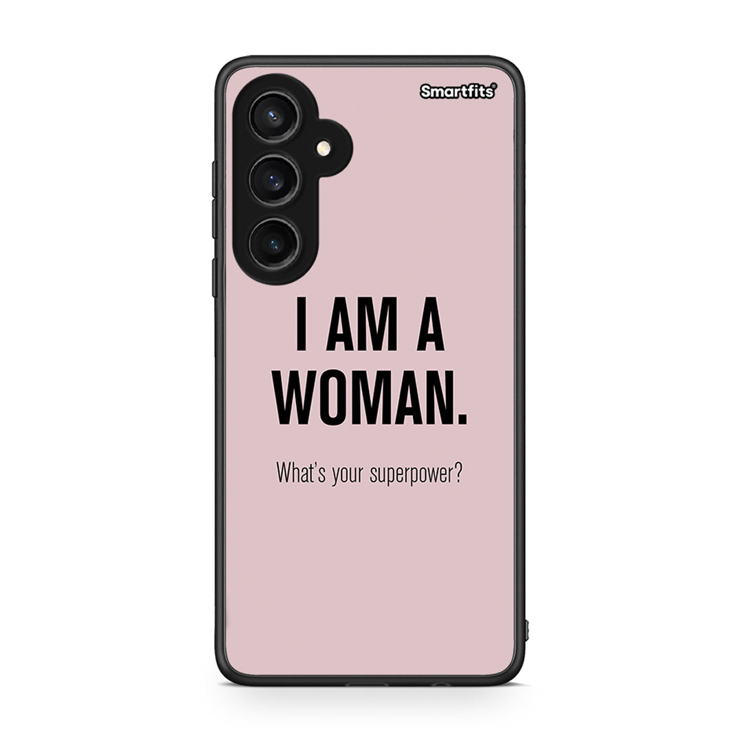 Samsung Galaxy S23 FE Superpower Woman θήκη από τη Smartfits με σχέδιο στο πίσω μέρος και μαύρο περίβλημα | Smartphone case with colorful back and black bezels by Smartfits
