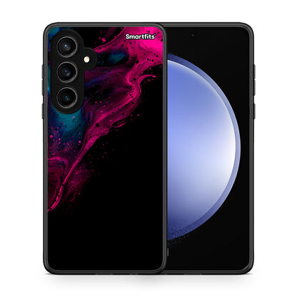 Θήκη Samsung Galaxy S23 FE Pink Black Watercolor από τη Smartfits με σχέδιο στο πίσω μέρος και μαύρο περίβλημα | Samsung Galaxy S23 FE Pink Black Watercolor case with colorful back and black bezels