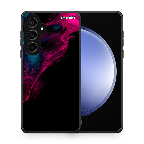 Θήκη Samsung Galaxy S23 FE Pink Black Watercolor από τη Smartfits με σχέδιο στο πίσω μέρος και μαύρο περίβλημα | Samsung Galaxy S23 FE Pink Black Watercolor case with colorful back and black bezels