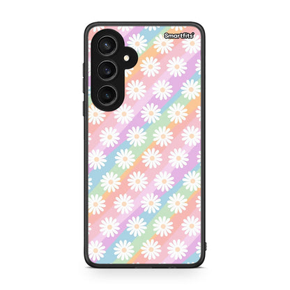 Samsung Galaxy S23 FE White Daisies θήκη από τη Smartfits με σχέδιο στο πίσω μέρος και μαύρο περίβλημα | Smartphone case with colorful back and black bezels by Smartfits