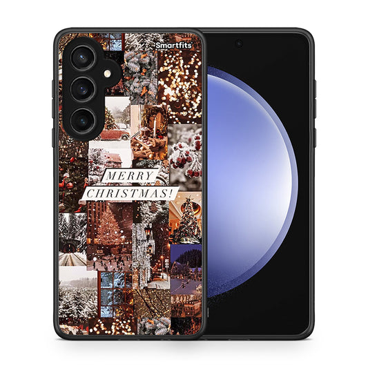 Θήκη Samsung Galaxy S23 FE Xmas Collage από τη Smartfits με σχέδιο στο πίσω μέρος και μαύρο περίβλημα | Samsung Galaxy S23 FE Xmas Collage case with colorful back and black bezels