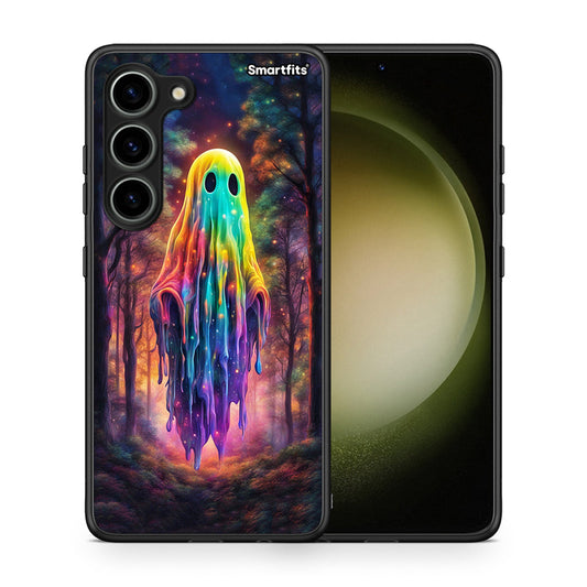 Θήκη Samsung Galaxy S23 Halloween Ghost από τη Smartfits με σχέδιο στο πίσω μέρος και μαύρο περίβλημα | Samsung Galaxy S23 Halloween Ghost Case with Colorful Back and Black Bezels