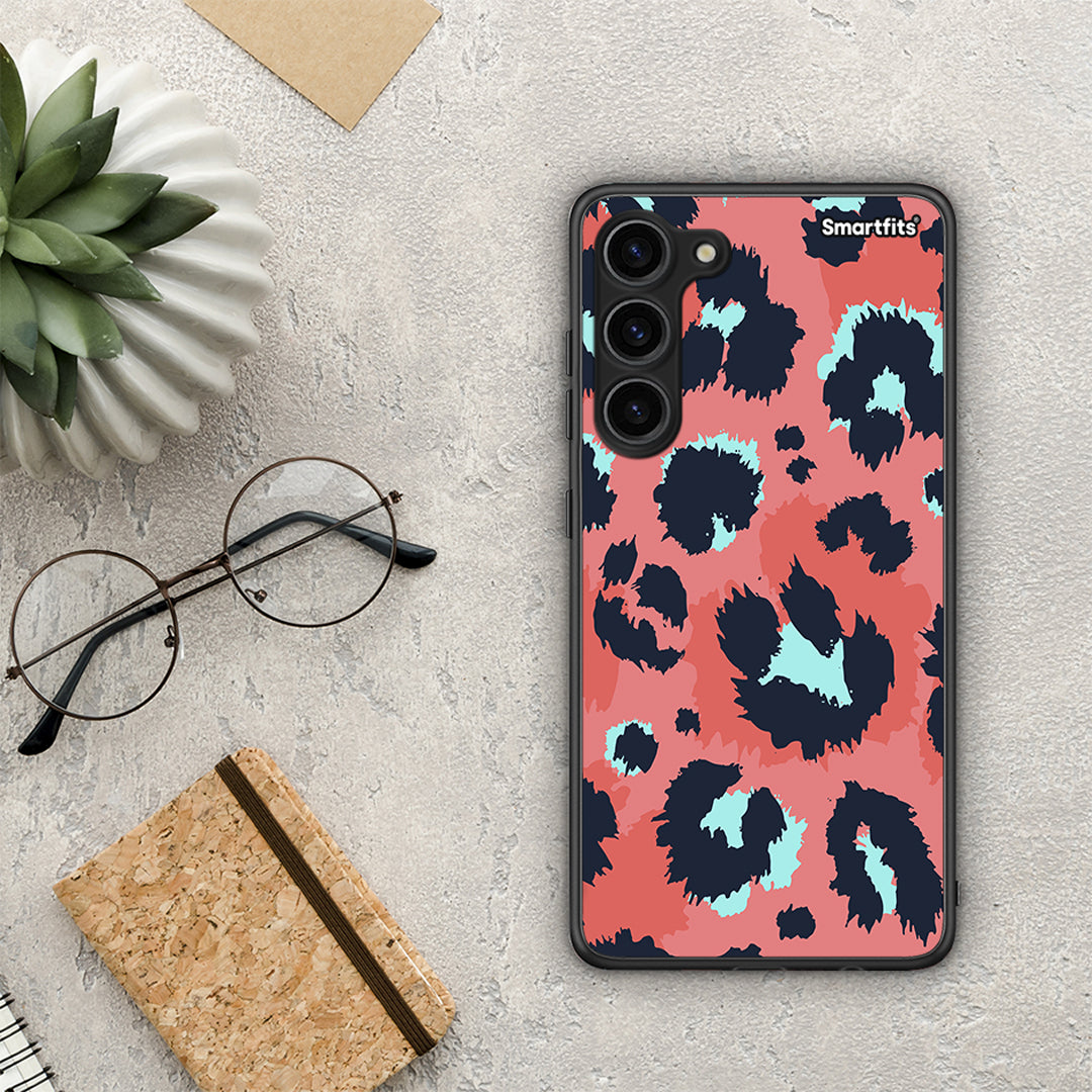 Θήκη Samsung Galaxy S23 Plus Animal Pink Leopard από τη Smartfits με σχέδιο στο πίσω μέρος και μαύρο περίβλημα | Samsung Galaxy S23 Plus Animal Pink Leopard Case with Colorful Back and Black Bezels