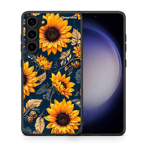 Θήκη Samsung Galaxy S23 Plus Autumn Sunflowers από τη Smartfits με σχέδιο στο πίσω μέρος και μαύρο περίβλημα | Samsung Galaxy S23 Plus Autumn Sunflowers Case with Colorful Back and Black Bezels