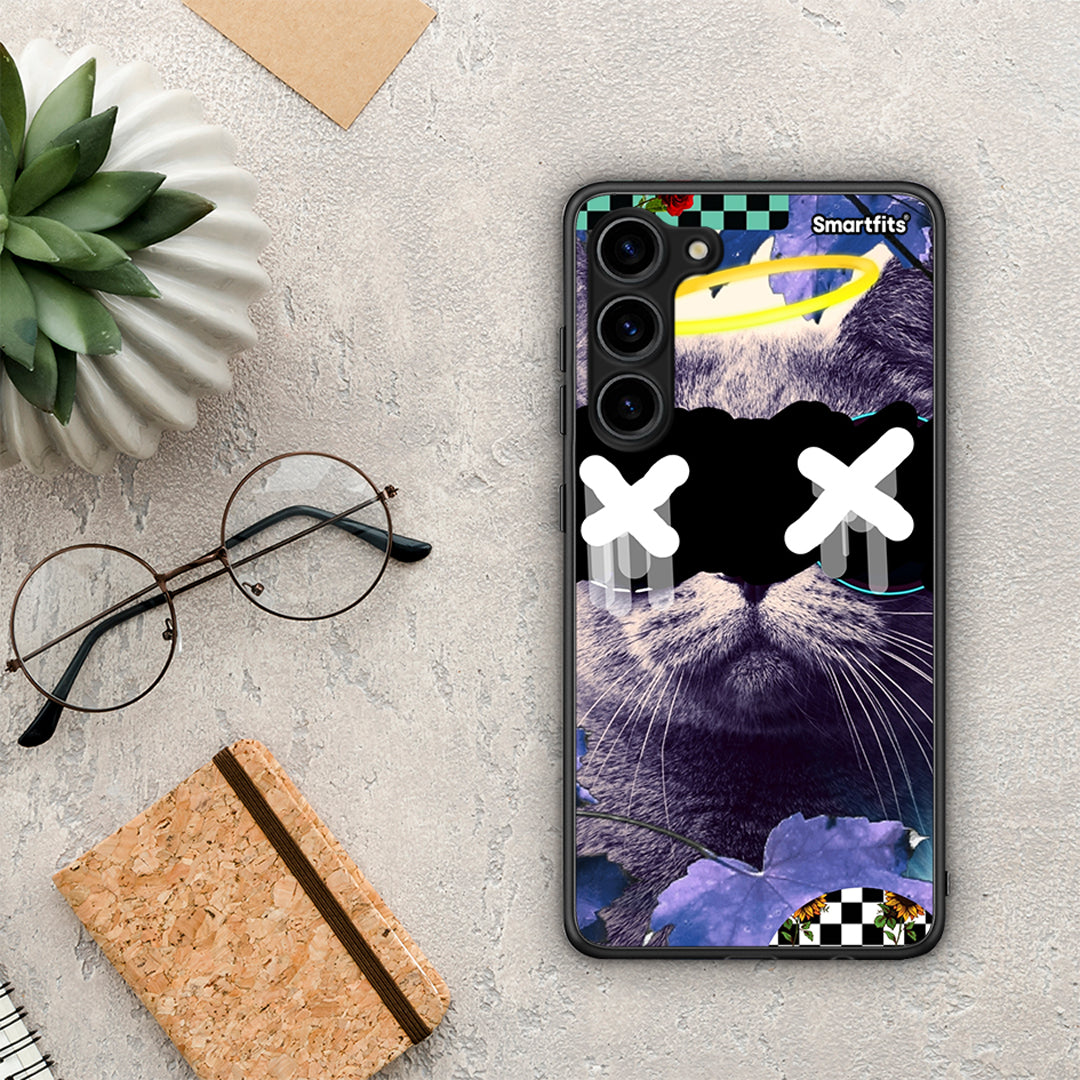 Θήκη Samsung Galaxy S23 Plus Cat Collage από τη Smartfits με σχέδιο στο πίσω μέρος και μαύρο περίβλημα | Samsung Galaxy S23 Plus Cat Collage Case with Colorful Back and Black Bezels