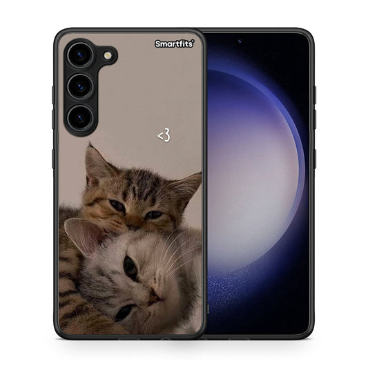 Θήκη Samsung Galaxy S23 Plus Cats In Love από τη Smartfits με σχέδιο στο πίσω μέρος και μαύρο περίβλημα | Samsung Galaxy S23 Plus Cats In Love Case with Colorful Back and Black Bezels