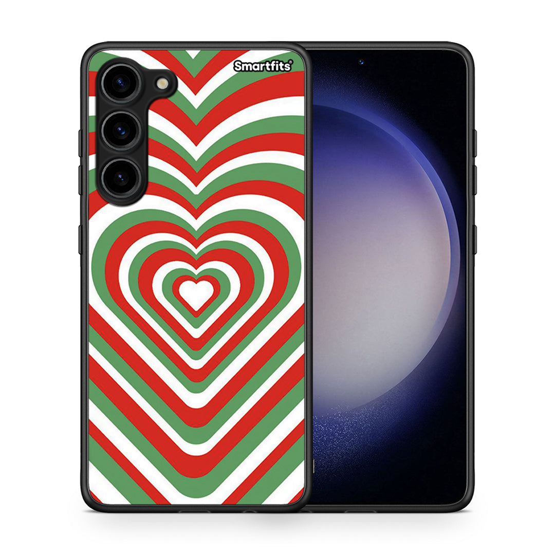 Θήκη Samsung Galaxy S23 Plus Christmas Hearts από τη Smartfits με σχέδιο στο πίσω μέρος και μαύρο περίβλημα | Samsung Galaxy S23 Plus Christmas Hearts Case with Colorful Back and Black Bezels