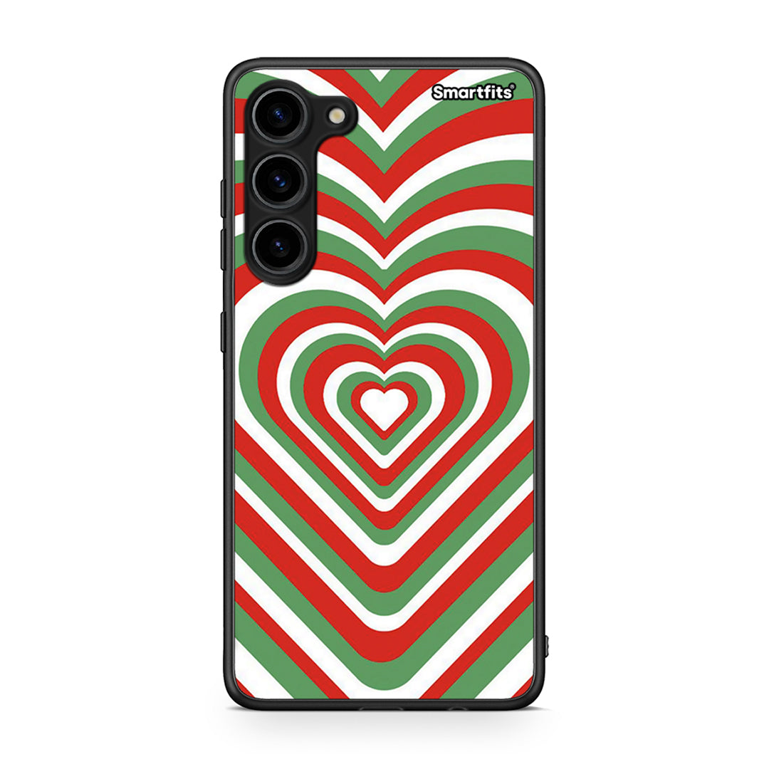 Θήκη Samsung Galaxy S23 Plus Christmas Hearts από τη Smartfits με σχέδιο στο πίσω μέρος και μαύρο περίβλημα | Samsung Galaxy S23 Plus Christmas Hearts Case with Colorful Back and Black Bezels