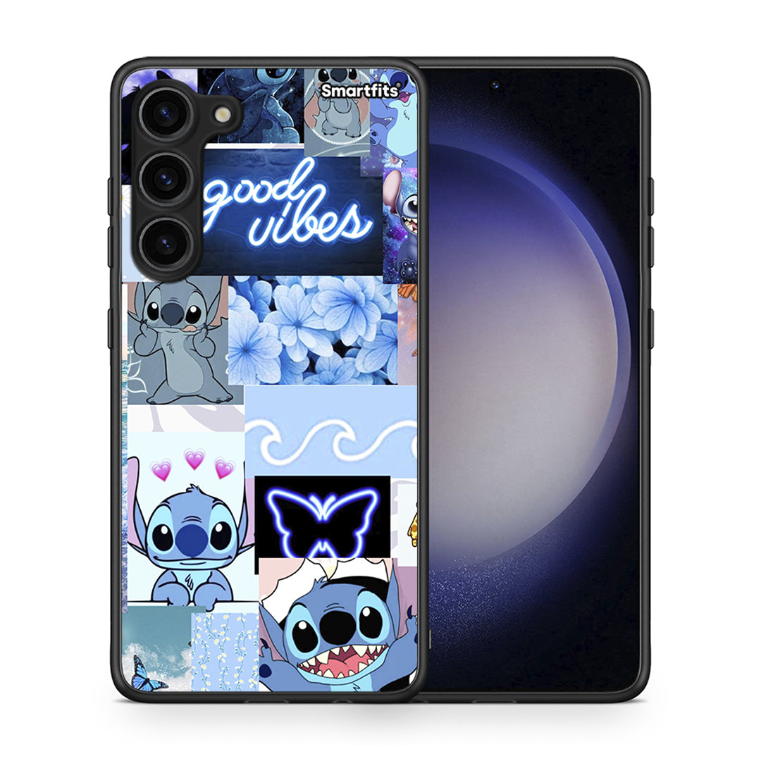 Θήκη Samsung Galaxy S23 Plus Collage Good Vibes από τη Smartfits με σχέδιο στο πίσω μέρος και μαύρο περίβλημα | Samsung Galaxy S23 Plus Collage Good Vibes Case with Colorful Back and Black Bezels