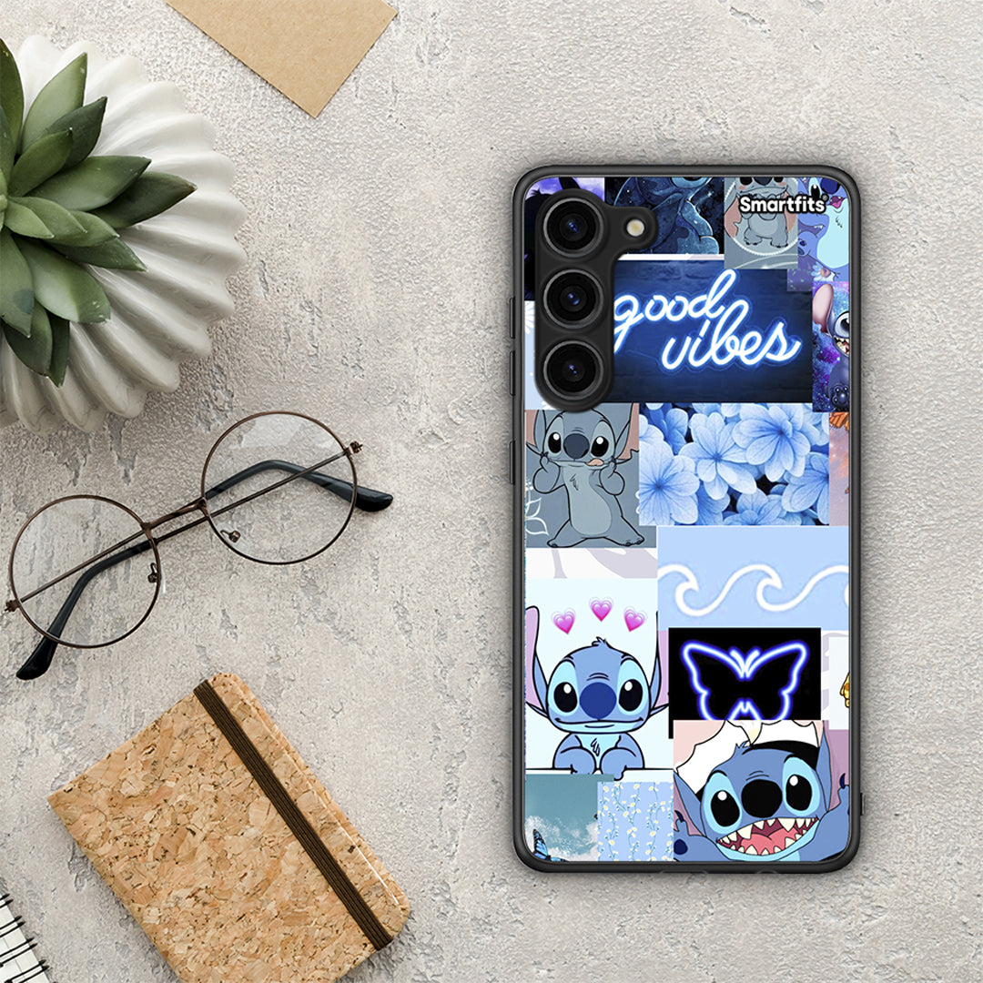 Θήκη Samsung Galaxy S23 Plus Collage Good Vibes από τη Smartfits με σχέδιο στο πίσω μέρος και μαύρο περίβλημα | Samsung Galaxy S23 Plus Collage Good Vibes Case with Colorful Back and Black Bezels