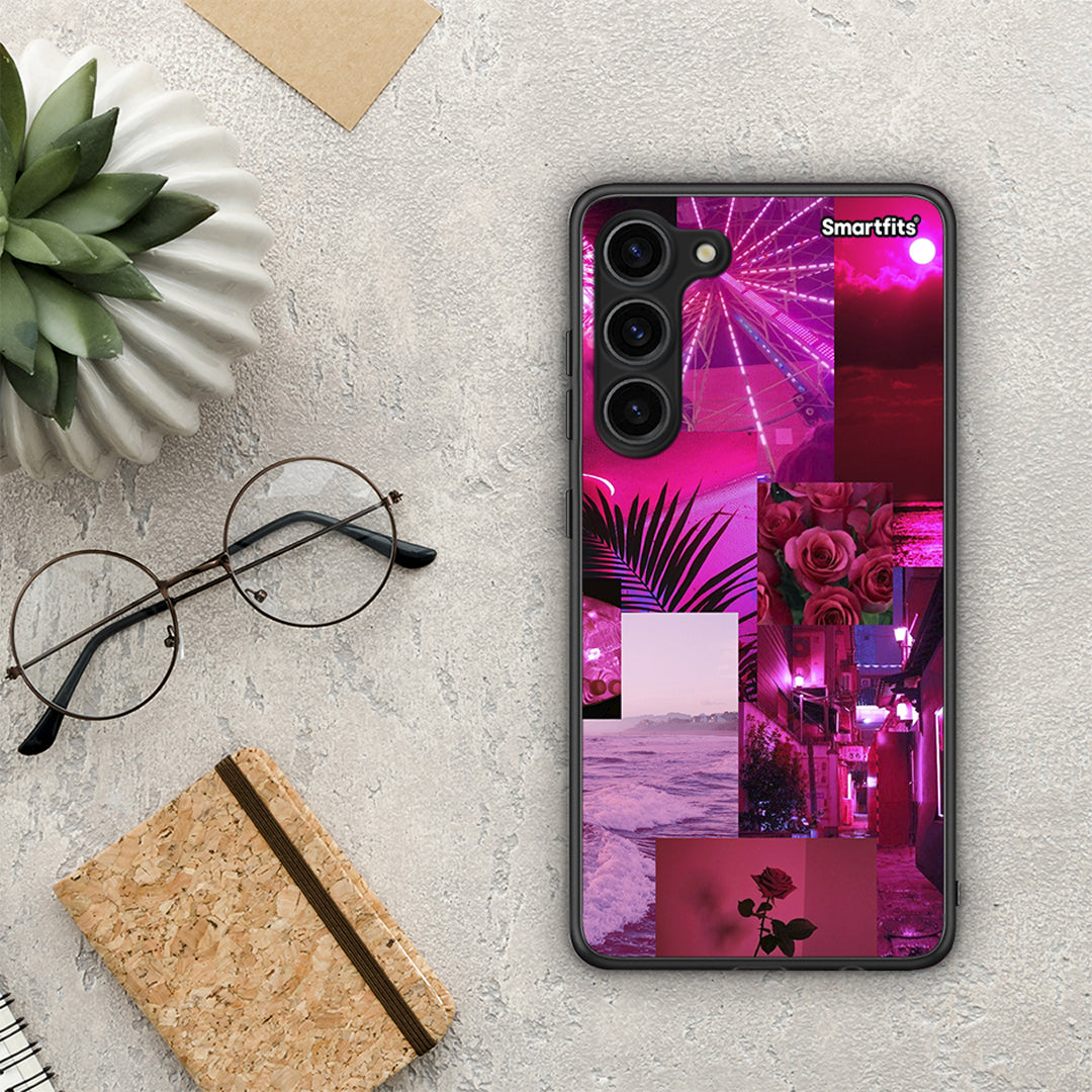 Θήκη Samsung Galaxy S23 Plus Collage Red Roses από τη Smartfits με σχέδιο στο πίσω μέρος και μαύρο περίβλημα | Samsung Galaxy S23 Plus Collage Red Roses Case with Colorful Back and Black Bezels