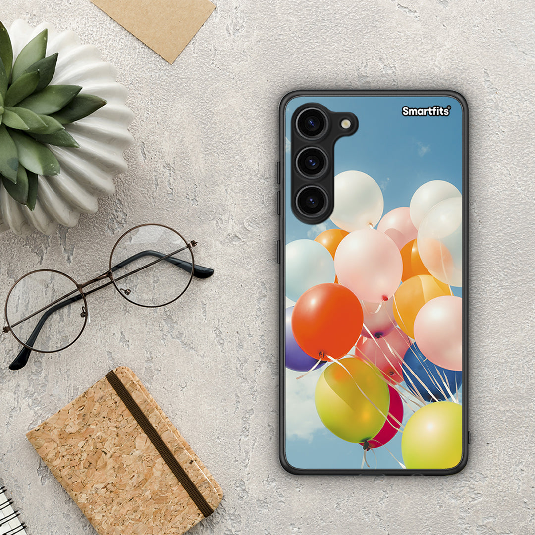 Θήκη Samsung Galaxy S23 Plus Colorful Balloons από τη Smartfits με σχέδιο στο πίσω μέρος και μαύρο περίβλημα | Samsung Galaxy S23 Plus Colorful Balloons Case with Colorful Back and Black Bezels