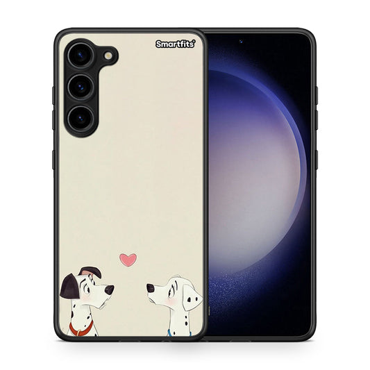 Θήκη Samsung Galaxy S23 Plus Dalmatians Love από τη Smartfits με σχέδιο στο πίσω μέρος και μαύρο περίβλημα | Samsung Galaxy S23 Plus Dalmatians Love Case with Colorful Back and Black Bezels