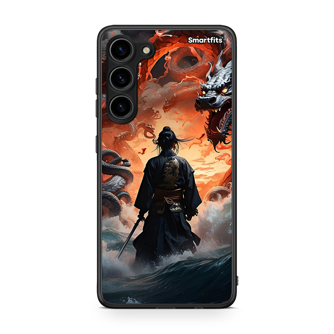 Θήκη Samsung Galaxy S23 Plus Dragons Fight από τη Smartfits με σχέδιο στο πίσω μέρος και μαύρο περίβλημα | Samsung Galaxy S23 Plus Dragons Fight Case with Colorful Back and Black Bezels