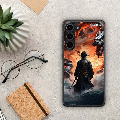 Θήκη Samsung Galaxy S23 Plus Dragons Fight από τη Smartfits με σχέδιο στο πίσω μέρος και μαύρο περίβλημα | Samsung Galaxy S23 Plus Dragons Fight Case with Colorful Back and Black Bezels