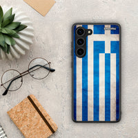 Thumbnail for Θήκη Samsung Galaxy S23 Plus Flag Greek από τη Smartfits με σχέδιο στο πίσω μέρος και μαύρο περίβλημα | Samsung Galaxy S23 Plus Flag Greek Case with Colorful Back and Black Bezels