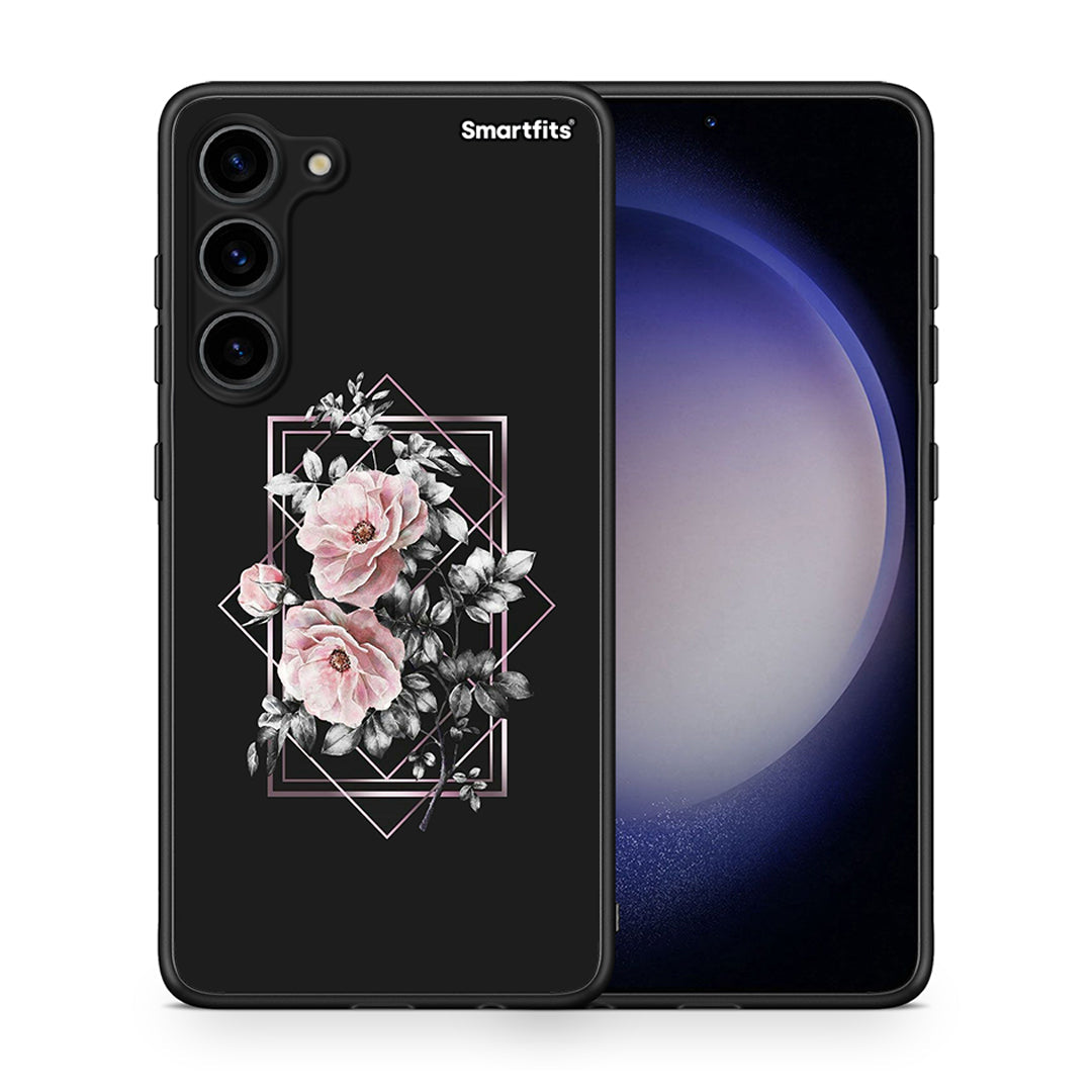 Θήκη Samsung Galaxy S23 Plus Flower Frame από τη Smartfits με σχέδιο στο πίσω μέρος και μαύρο περίβλημα | Samsung Galaxy S23 Plus Flower Frame Case with Colorful Back and Black Bezels