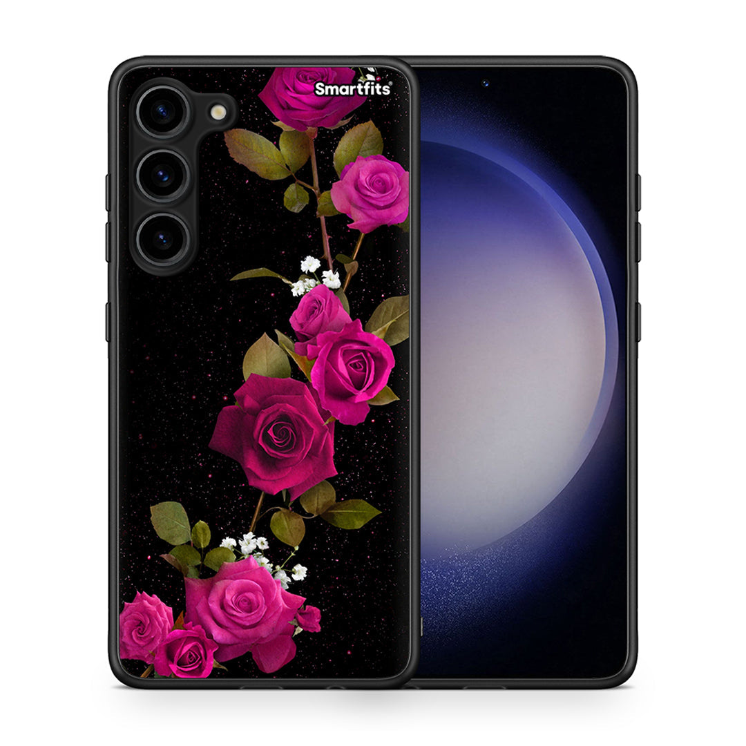 Θήκη Samsung Galaxy S23 Plus Flower Red Roses από τη Smartfits με σχέδιο στο πίσω μέρος και μαύρο περίβλημα | Samsung Galaxy S23 Plus Flower Red Roses Case with Colorful Back and Black Bezels