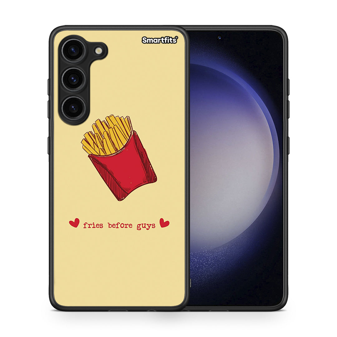 Θήκη Samsung Galaxy S23 Plus Fries Before Guys από τη Smartfits με σχέδιο στο πίσω μέρος και μαύρο περίβλημα | Samsung Galaxy S23 Plus Fries Before Guys Case with Colorful Back and Black Bezels