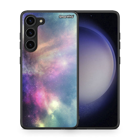 Θήκη Samsung Galaxy S23 Plus Galactic Rainbow από τη Smartfits με σχέδιο στο πίσω μέρος και μαύρο περίβλημα | Samsung Galaxy S23 Plus Galactic Rainbow Case with Colorful Back and Black Bezels