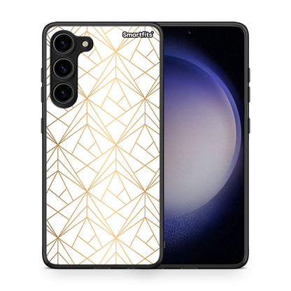 Θήκη Samsung Galaxy S23 Plus Geometric Luxury White από τη Smartfits με σχέδιο στο πίσω μέρος και μαύρο περίβλημα | Samsung Galaxy S23 Plus Geometric Luxury White Case with Colorful Back and Black Bezels